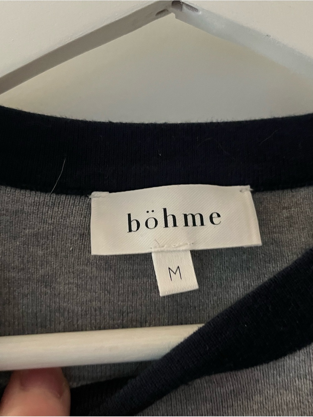 Bohme Grey Knit Tee with Navy Trim Accents - Picture 4 of 6